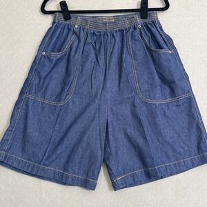 Vtg Culottes Womens Shorts Size 14 Gaucho Wide Leg Med Blue‎ Jean Denim 90s Y2K